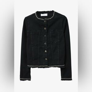 Mango Black Beaded Denim Jacket